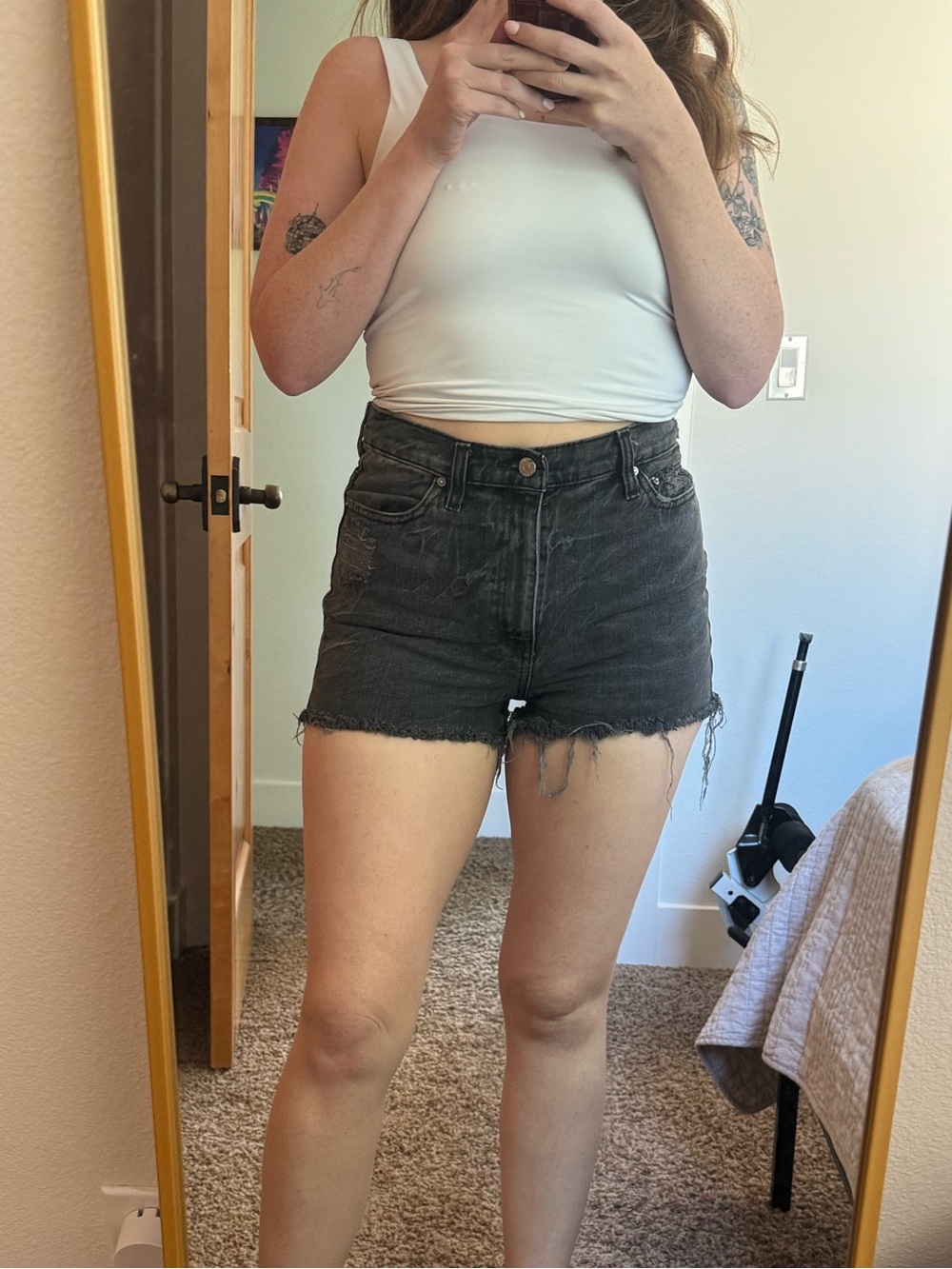 BDG Black High-Rise Raw-Hem Denim Shorts